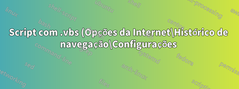 Script com .vbs (Opções da Internet\Histórico de navegação\Configurações)