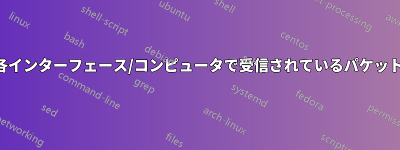 ネットワーク上の各インターフェース/コンピュータで受信されているパケットの数を確認します