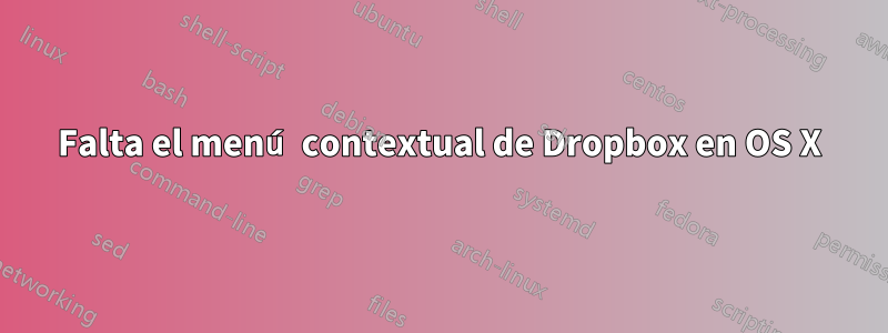 Falta el menú contextual de Dropbox en OS X