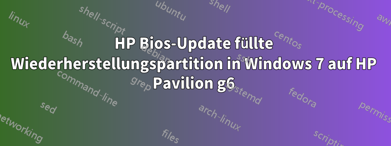 HP Bios-Update füllte Wiederherstellungspartition in Windows 7 auf HP Pavilion g6