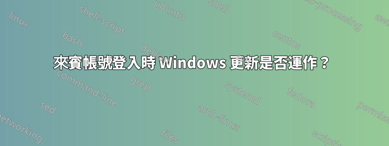 來賓帳號登入時 Windows 更新是否運作？