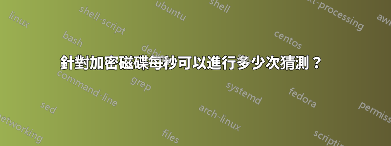 針對加密磁碟每秒可以進行多少次猜測？ 