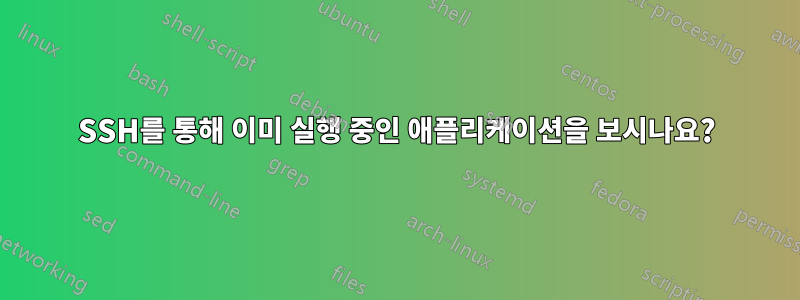 SSH를 통해 이미 실행 중인 애플리케이션을 보시나요?