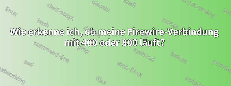 Wie erkenne ich, ob meine Firewire-Verbindung mit 400 oder 800 läuft?