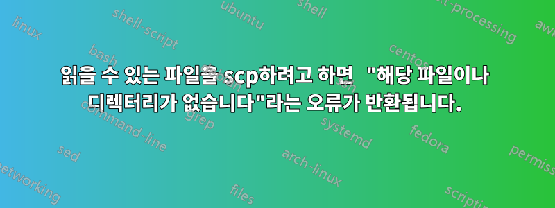 읽을 수 있는 파일을 scp하려고 하면 "해당 파일이나 디렉터리가 없습니다"라는 오류가 반환됩니다.