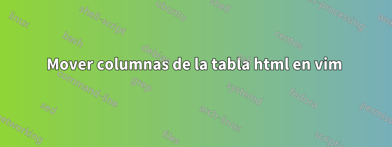 Mover columnas de la tabla html en vim