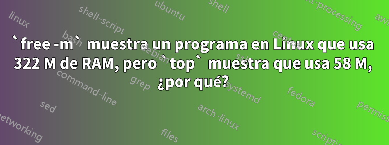 `free -m` muestra un programa en Linux que usa 322 M de RAM, pero `top` muestra que usa 58 M, ¿por qué?