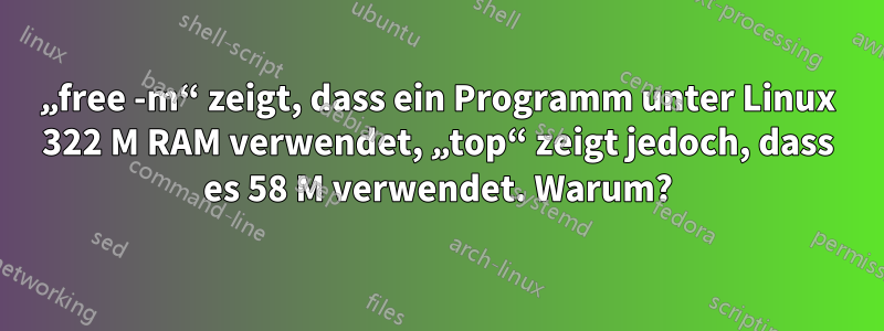 „free -m“ zeigt, dass ein Programm unter Linux 322 M RAM verwendet, „top“ zeigt jedoch, dass es 58 M verwendet. Warum?