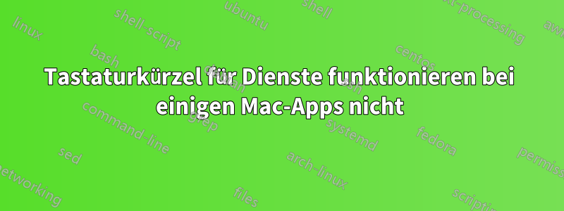 Tastaturkürzel für Dienste funktionieren bei einigen Mac-Apps nicht