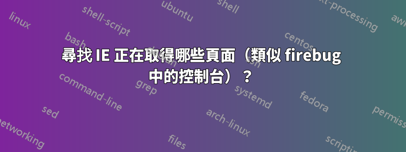 尋找 IE 正在取得哪些頁面（類似 firebug 中的控制台）？