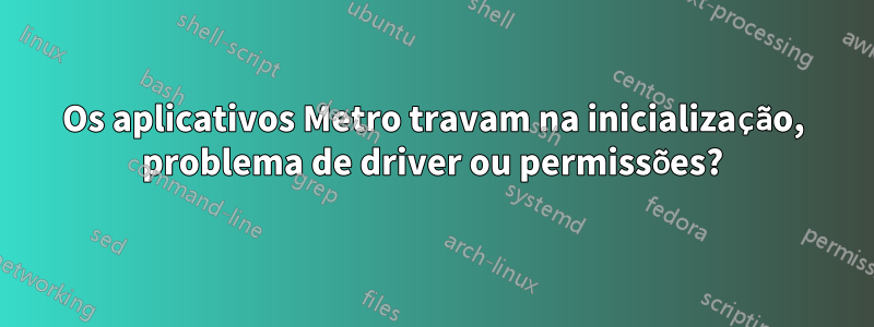 Os aplicativos Metro travam na inicialização, problema de driver ou permissões?