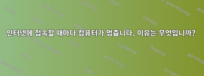 인터넷에 접속할 때마다 컴퓨터가 멈춥니다. 이유는 무엇입니까?