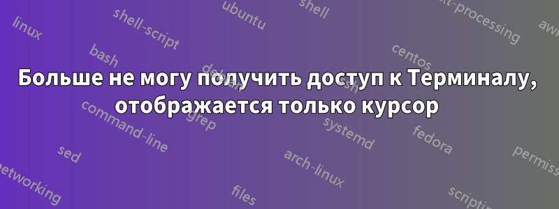 Больше не могу получить доступ к Терминалу, отображается только курсор