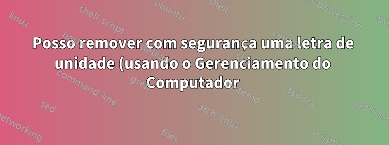 Posso remover com segurança uma letra de unidade (usando o Gerenciamento do Computador) de outra unidade com sistema operacional secundário instalado?