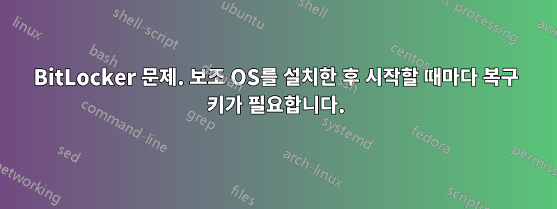 BitLocker 문제. 보조 OS를 설치한 후 시작할 때마다 복구 키가 필요합니다.