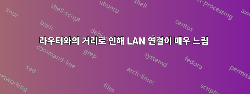 라우터와의 거리로 인해 LAN 연결이 매우 느림