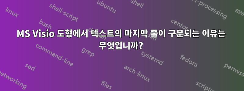 MS Visio 도형에서 텍스트의 마지막 줄이 구분되는 이유는 무엇입니까?