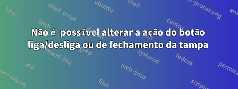 Não é possível alterar a ação do botão liga/desliga ou de fechamento da tampa