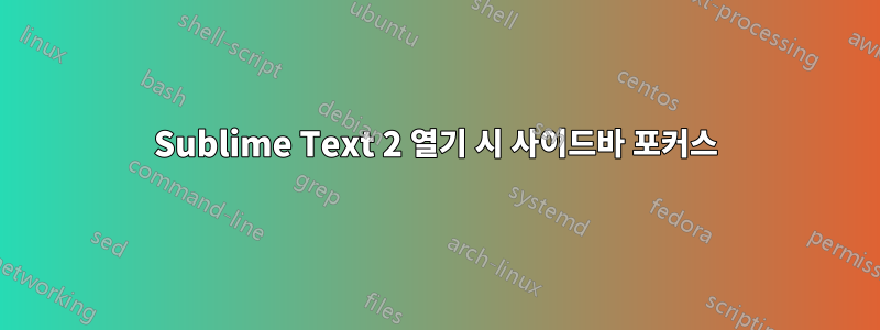 Sublime Text 2 열기 시 사이드바 포커스