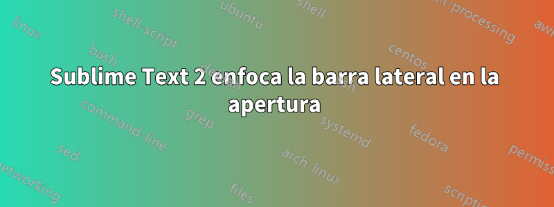 Sublime Text 2 enfoca la barra lateral en la apertura