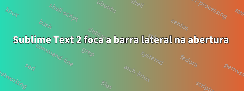 Sublime Text 2 foca a barra lateral na abertura