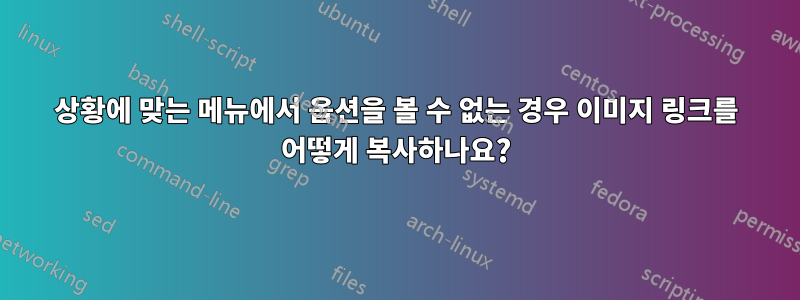 상황에 맞는 메뉴에서 옵션을 볼 수 없는 경우 이미지 링크를 어떻게 복사하나요?