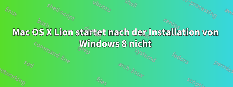 Mac OS X Lion startet nach der Installation von Windows 8 nicht