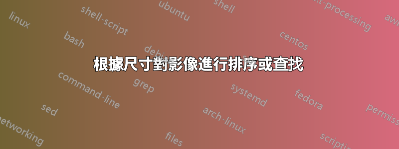 根據尺寸對影像進行排序或查找