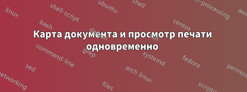 Карта документа и просмотр печати одновременно