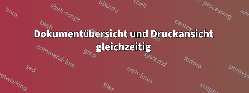 Dokumentübersicht und Druckansicht gleichzeitig