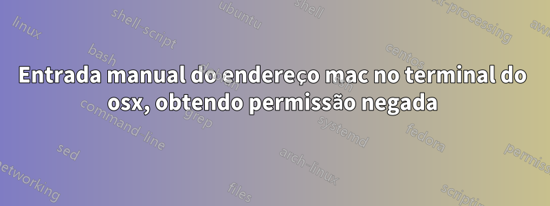 Entrada manual do endereço mac no terminal do osx, obtendo permissão negada