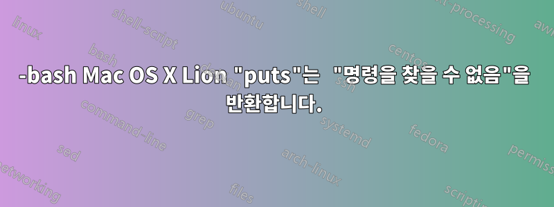 -bash Mac OS X Lion "puts"는 "명령을 찾을 수 없음"을 반환합니다.