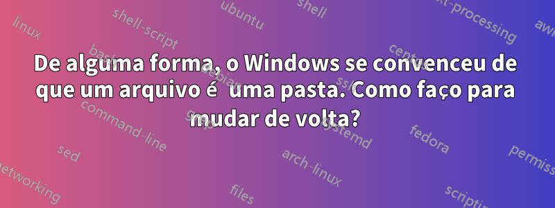 De alguma forma, o Windows se convenceu de que um arquivo é uma pasta. Como faço para mudar de volta?