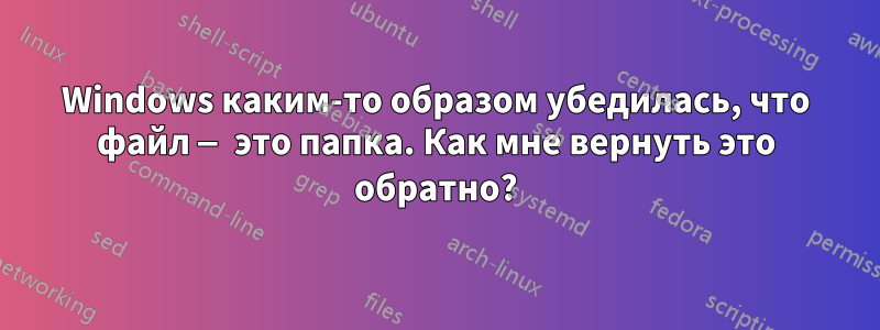 Windows каким-то образом убедилась, что файл — это папка. Как мне вернуть это обратно?