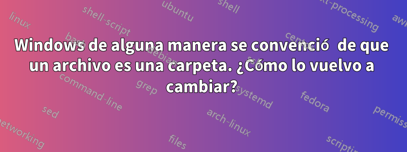 Windows de alguna manera se convenció de que un archivo es una carpeta. ¿Cómo lo vuelvo a cambiar?