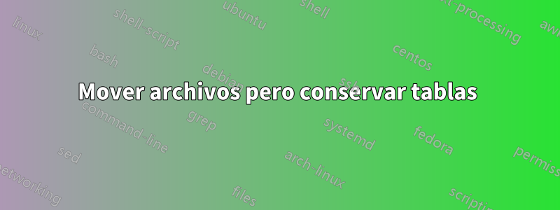 Mover archivos pero conservar tablas