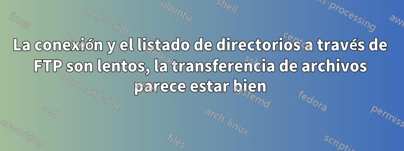 La conexión y el listado de directorios a través de FTP son lentos, la transferencia de archivos parece estar bien