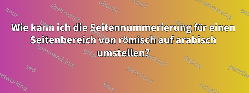 Wie kann ich die Seitennummerierung für einen Seitenbereich von römisch auf arabisch umstellen?