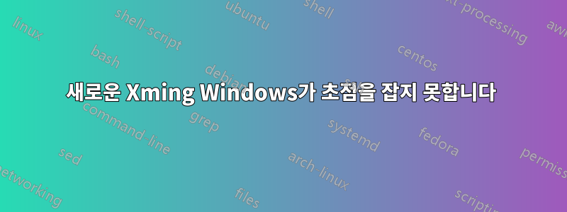 새로운 Xming Windows가 초점을 잡지 못합니다