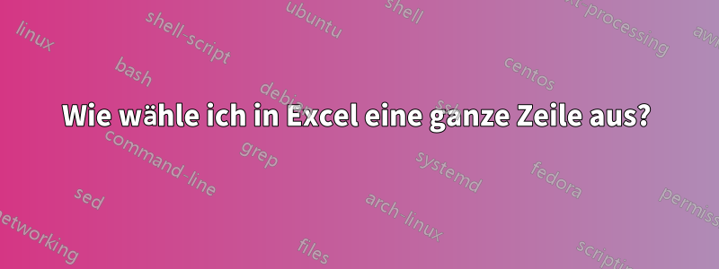 Wie wähle ich in Excel eine ganze Zeile aus?