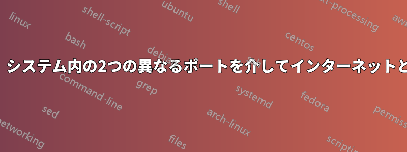 2つの異なるスイッチを使用して、システム内の2つの異なるポートを介してインターネットとLANの両方にアクセスします。