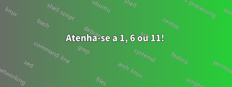 Atenha-se a 1, 6 ou 11!