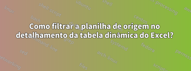 Como filtrar a planilha de origem no detalhamento da tabela dinâmica do Excel?