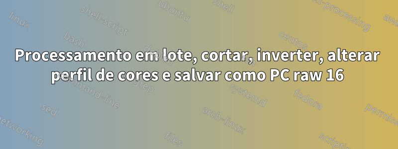 Processamento em lote, cortar, inverter, alterar perfil de cores e salvar como PC raw 16