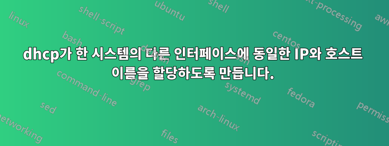 dhcp가 한 시스템의 다른 인터페이스에 동일한 IP와 호스트 이름을 할당하도록 만듭니다.
