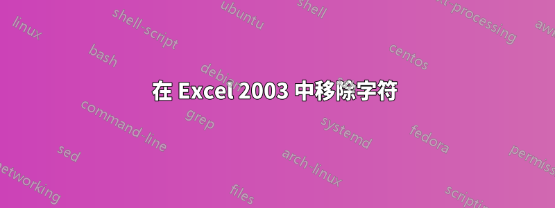 在 Excel 2003 中移除字符