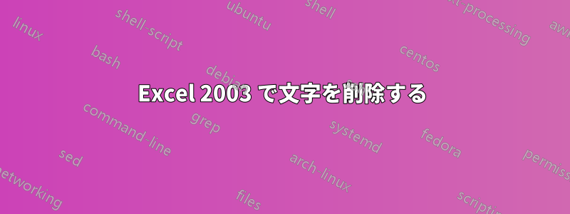 Excel 2003 で文字を削除する