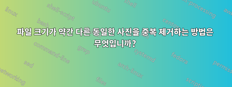 파일 크기가 약간 다른 동일한 사진을 중복 제거하는 방법은 무엇입니까?