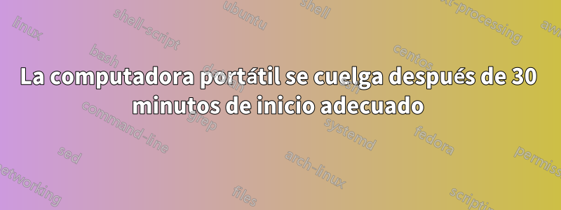 La computadora portátil se cuelga después de 30 minutos de inicio adecuado