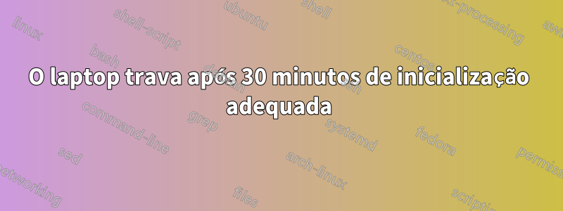 O laptop trava após 30 minutos de inicialização adequada
